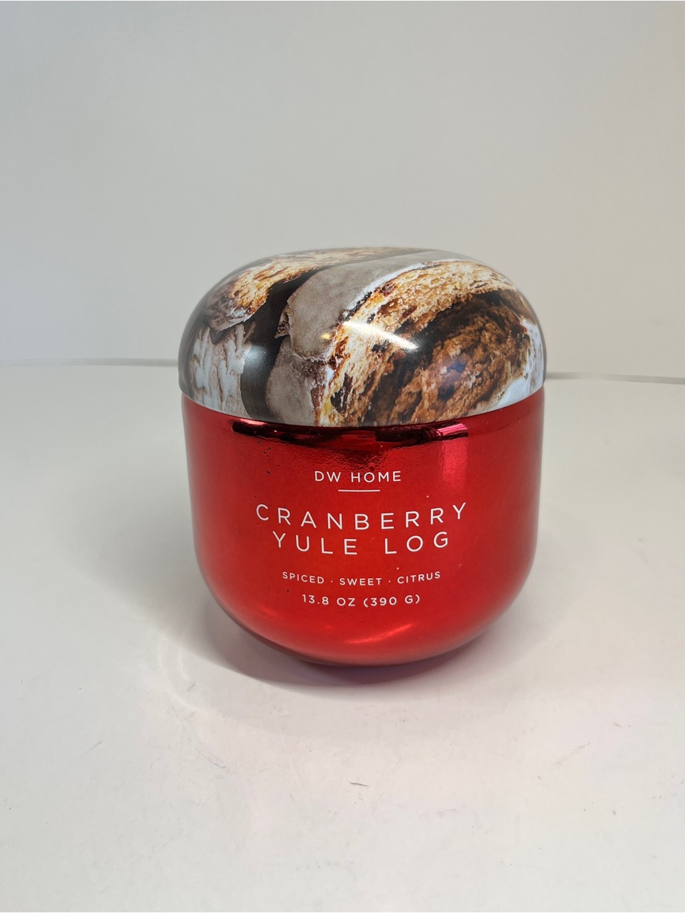DW Home Cranberry Yule Log Candle Holiday Christmas Scented 13.8oz Single Wick